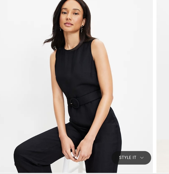 EUC LOFT Linen Blend Black Sleeveless Jumpsuit - Picture 2 of 5